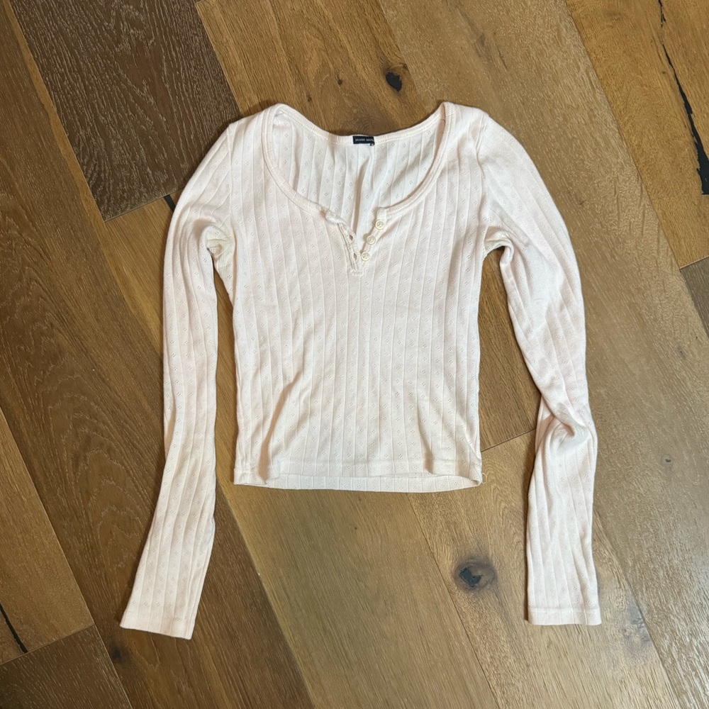 Brandy Melville Pink Eyelet Henley
